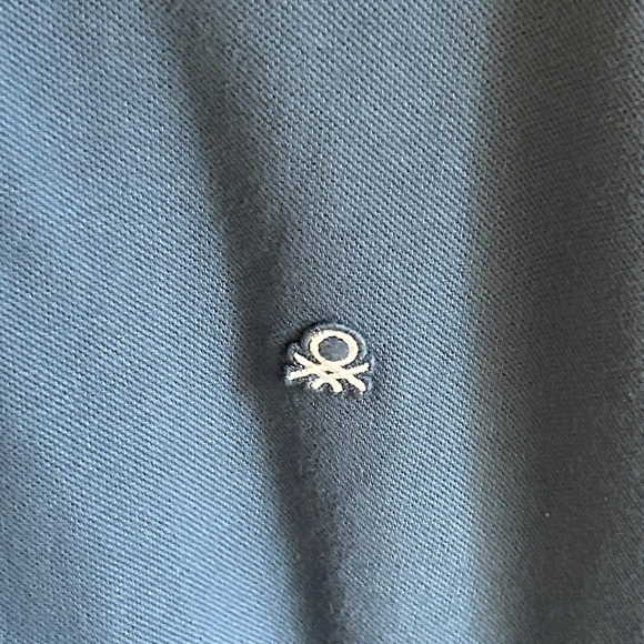 NWT Benetton Blue Long Sleeve Polo Shirt, size XXL - Picture 3 of 5